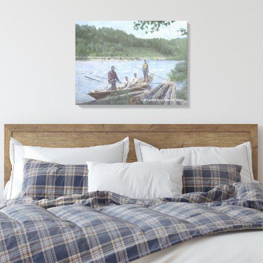 Kennebec River Drivers in een Bateau-Canvas Canvas Afdruk (Insitu (Slaapkamer))