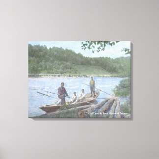Kennebec River Drivers in een Bateau-Canvas Canvas Afdruk