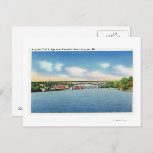 Kennebec Uitzicht van de Augusta Toll Bridge Briefkaart (Voorkant / Achterkant)