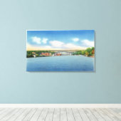 Kennebec Uitzicht van de Augusta Toll Bridge Canvas Afdruk (Insitu (Houten vloer))