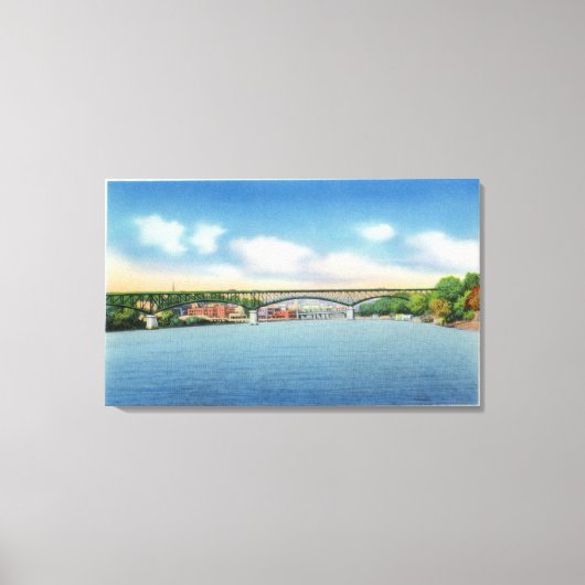 Kennebec Uitzicht van de Augusta Toll Bridge Canvas Afdruk (Voorkant)