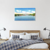 Kennebec Uitzicht van de Augusta Toll Bridge Canvas Afdruk (Insitu (Slaapkamer))