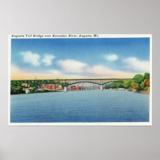 Kennebec Uitzicht van de Augusta Toll Bridge Poster (Voorkant)