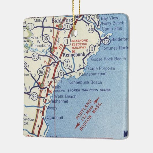 Kennebunk  kaart keramisch ornament (Links)