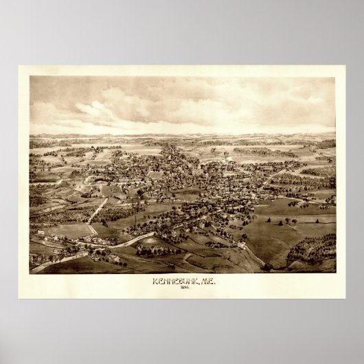 Kennebunk, Maine Bird's Eye Uitzicht, 1895 Poster (Voorkant)