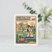 Kennebunk Maine Retro Kunstprint Briefkaart (Staand voorkant)