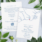 Kennebunkport All-in-One QR-code RSVP Bruiloft Kaart