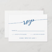 Kennebunkport Collectie Modern Navy Blue Script RSVP Kaartje (Voorkant / Achterkant)