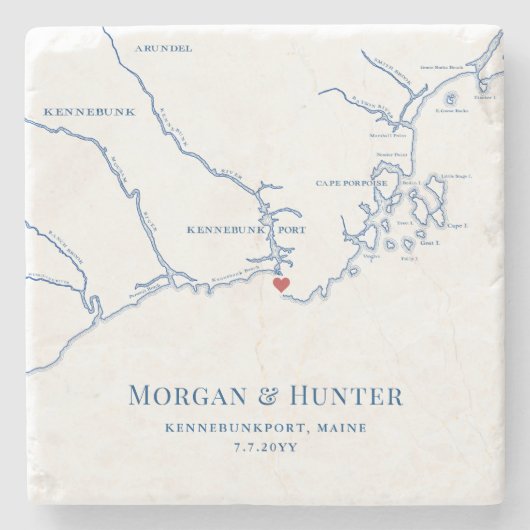 Kennebunkport Maine Bestemming Trouwgunst Stenen Onderzetter (Voorkant)