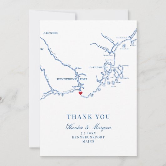 Kennebunkport Maine Bruiloft Flat Bedankkaart (Voorkant)