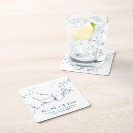 Kennebunkport Maine Bruiloft Welkomstfeest Kartonnen Onderzetters (Insitu)