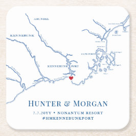 Kennebunkport Maine Bruiloft Welkomstfeest Kartonnen Onderzetters