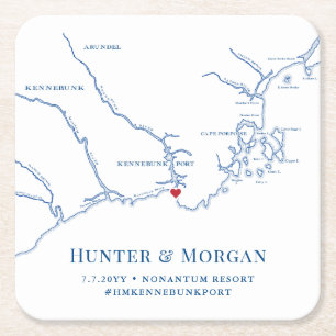 Kennebunkport Maine Bruiloft Welkomstfeest Kartonnen Onderzetters
