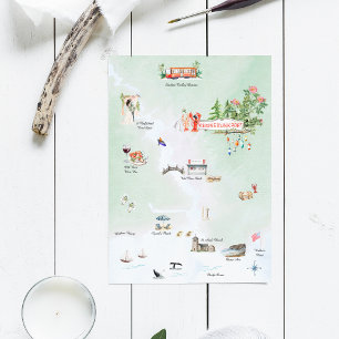 Kennebunkport Maine   Geïllustreerde trouwkaart Kaart