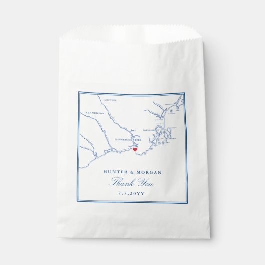 Kennebunkport Maine Kaart Elegant Bruiloft Bedankzakje (Voorkant)