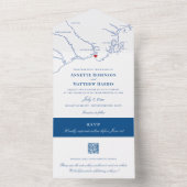 Kennebunkport Maine Kaart Elegant Navy Wedding (Binnen)