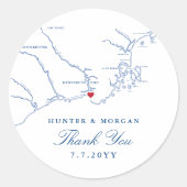 Kennebunkport Maine Kaart Navy bruiloft gunst Ronde Sticker (Voorkant)