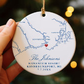 Kennebunkport Maine Kaart Trouwfoto Kerst Keramisch Ornament