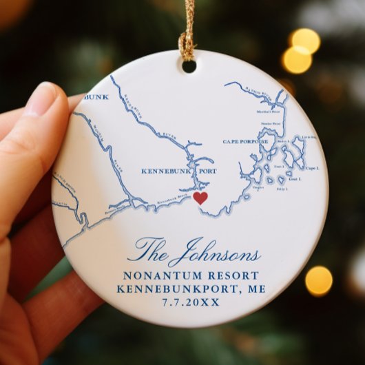Kennebunkport Maine Kaart Trouwfoto Kerst Keramisch Ornament