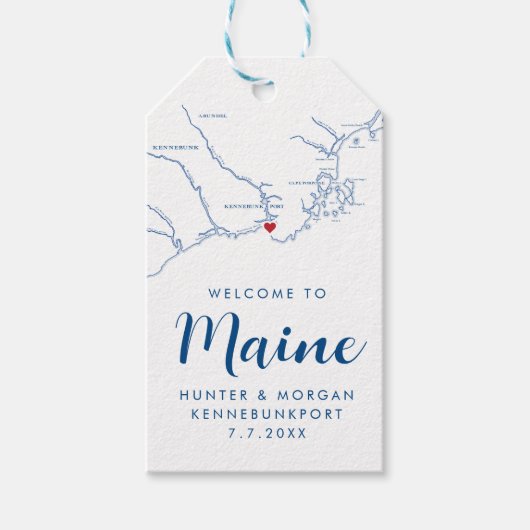 Kennebunkport Maine Minimale Moderne Marinebruilof Cadeaulabel (Voorkant)