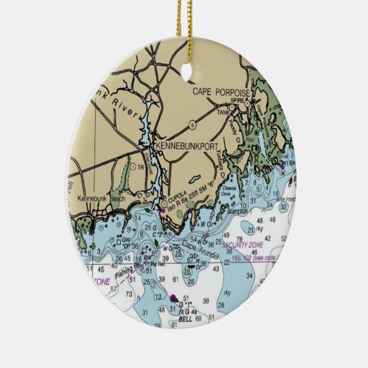 Kennebunkport Maine Nautical Chart Keramisch Ornament (Rechts)
