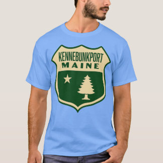 Kennebunkport Maine Retro Pine Tree Shield Tan T-shirt