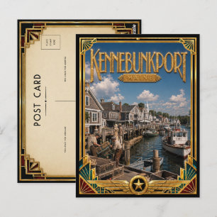 Kennebunkport Maine Vintage Art Deco Gouden Tijdpe Briefkaart
