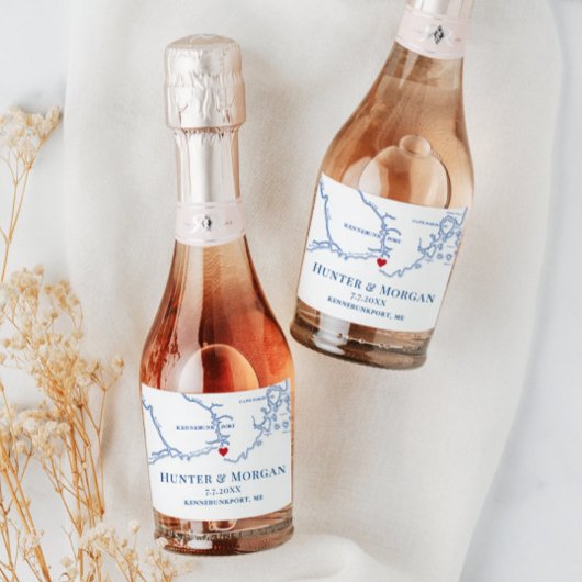 Kennebunkport Maine Wedding Mini Fles Sparkling Wijnetiket