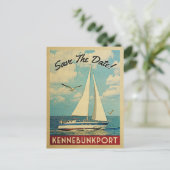 Kennebunkport Save the Date Sailboat Nautical Aankondigingskaart (Staand voorkant)