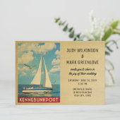 Kennebunkport Wedding Invitation Sailboat Kaart (Staand voorkant)