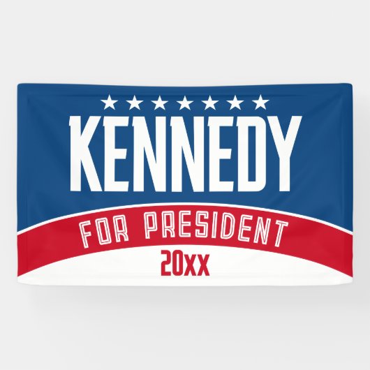 Kennedy 2024 - rood wit blauw eenvoudig modern spandoek (Horizontaal)