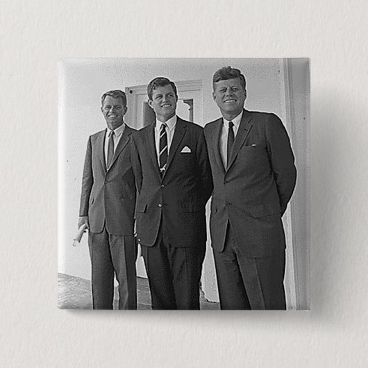 Kennedy Brothers, John, Ted, Robert Vierkante Button 5,1 Cm (Voorkant)