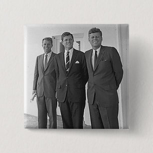 Kennedy Brothers, John, Ted, Robert Vierkante Button 5,1 Cm