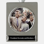 Kennedy Brothers, President John, Robert & Ted Verzilverd Banner Ornament (Voorkant)