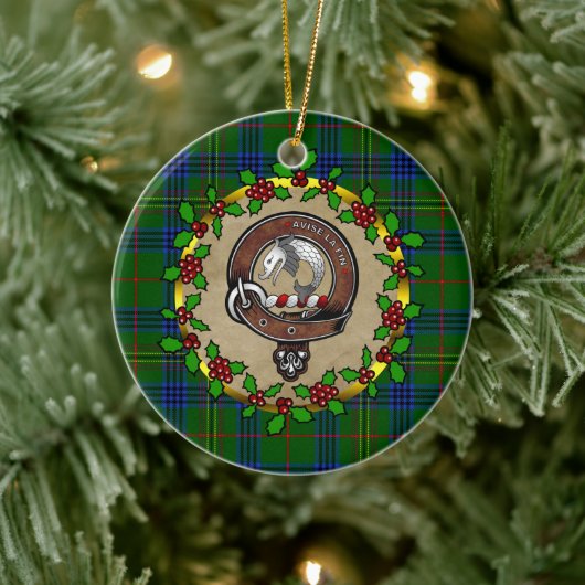 Kennedy Clan Badge & Tartan Gepersonaliseerde Kers Keramisch Ornament (Boom)