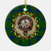 Kennedy Clan Badge & Tartan Gepersonaliseerde Kers Keramisch Ornament (Voorkant)
