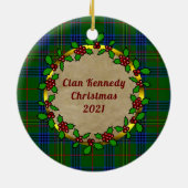 Kennedy Clan Badge & Tartan Gepersonaliseerde Kers Keramisch Ornament (Achterkant)