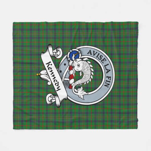 Kennedy Clan Badge Tartan Pset Fleece Deken (Voorkant (Horizontaal))