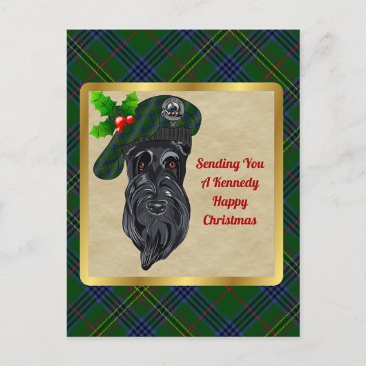 Kennedy Clan Badge & Tartankerst Briefkaart (Voorkant)