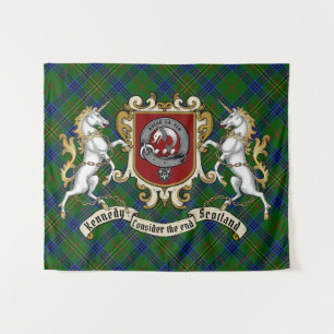 Kennedy Clan Badge & Unicorns met Tartan Wandkleed