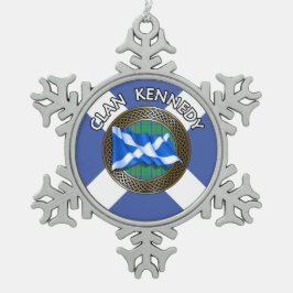 Kennedy-clan tartan knoop & vlag tin sneeuwvlok ornament