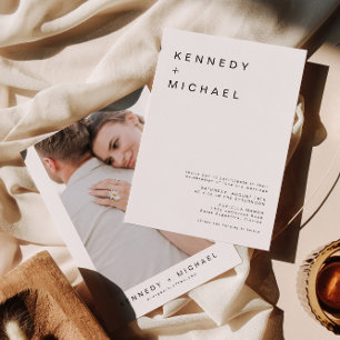KENNEDY Classic Modern Minimalist Photo Wedding Kaart