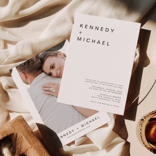 KENNEDY Classic Modern Minimalist Photo Wedding Kaart