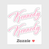Kennedy Decoratieve Naam in Roze x2 Sticker (Vel)