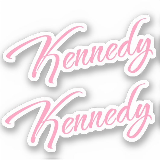 Kennedy Decoratieve Naam in Roze x2 Sticker (Voorkant)