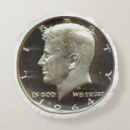 Kennedy Half Dollar Coin Round Pillow. Rond Kussen