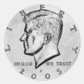 Kennedy Half Dollar Ronde Sticker (Voorkant)