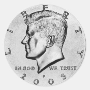 Kennedy Half Dollar Ronde Sticker