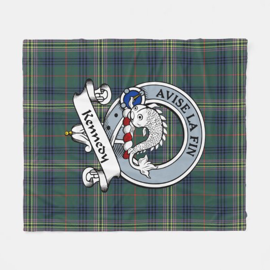 Kennedy Modern Clan Badge Tartan Pset Fleece Deken (Voorkant (Horizontaal))