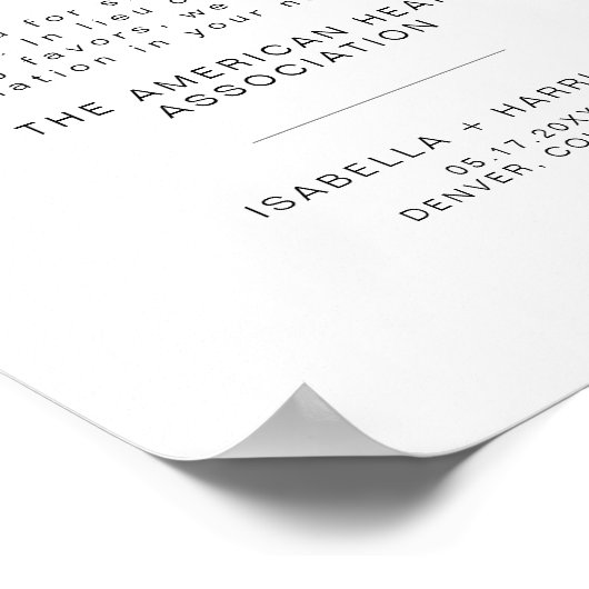 KENNEDY Modern in Lieu Favors Wedding Poster (Hoek)